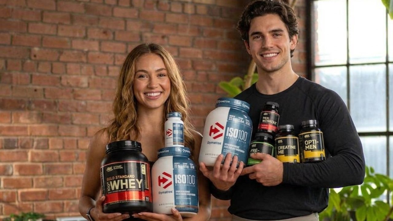 Two customers holding their favorite supplement products